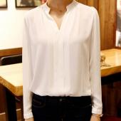 Sommer Damen Chiffon Bluse Damen Weissen Eleganten sexy v Hals Blusen Longarm Shirt weibliche büro Hemd und Grösse