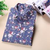 neue Blumen lange Ärmel Vintage Bluse dreh Kragen Hemd Feminino Damen Blusen Damen höchstens Mode