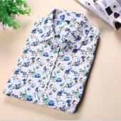 neue Blumen lange Ärmel Vintage Bluse dreh Kragen Hemd Feminino Damen Blusen Damen höchstens Mode