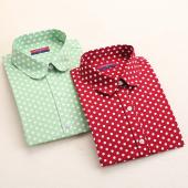 neue Marke lange Ärmel Damen Polka Dot Femininas Baumwolle Blumenmustern Damen Blusen casual camisetas