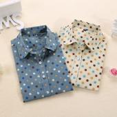 neue Marke lange Ärmel Damen Polka Dot Femininas Baumwolle Blumenmustern Damen Blusen casual camisetas