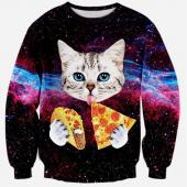 alisister neue Mode Damen Männer 3d Shirt gedruckt cat Pizza Tiger Sweat Shirts Womens Harajuku Galaxie Kapuz