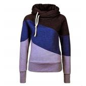 foreMode Frühling Winter Damen Kapuzenpulli lange Ärmel um den Hals gegensatz Farben Pullover Stricken Dicke