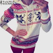 neue Damen Weihnachten Hoody Sweat Shirt Pullover Harajuku Schneeflocke gedruckten Mantel Sport Kapuzenpullis moleton