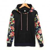 Herbst Winter Damen Dicke warme Floral bedruckt lässig KapuzenPullis SweaT Shirts lange Ärmel Vermummte lange Mantel