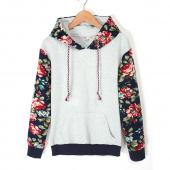 Herbst Winter Damen Dicke warme Floral bedruckt lässig KapuzenPullis SweaT Shirts lange Ärmel Vermummte lange Mantel