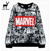 Baumwolle Pulloverfor Marvel Harajuku Sweat Shirt o Hals Schwarz sweatwear Damen exo 01 Hip hop bts Abenteuer Zeit