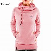 Damen Hoodies Pullover lässig Kapuzen lange Ärmel Tasche Design Bestickt KapuzenPullover für Damen sudaderas