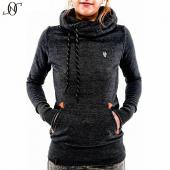 Mode Damen Sport Hoodies Pullover lässig Kapuzen lange Ärmel Tasche Design Bestickt KapuzenPullover für Damen