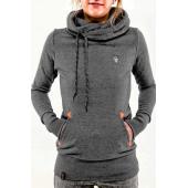 Mode Damen Sport Hoodies Pullover lässig Kapuzen lange Ärmel Tasche Design Bestickt KapuzenPullover für Damen