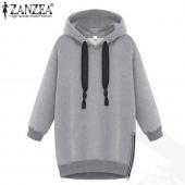 im Herbst Mode Damen lange Ärmel Kapuzen Jacke Locker warm Sport Hoodies solide Sweat Shirt plus Size 3