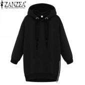 im Herbst Mode Damen lange Ärmel Kapuzen Jacke Locker warm Sport Hoodies solide Sweat Shirt plus Size 3