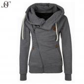 Mode Frühling reißverschluss Kapuzen Sweat Shirts Damen Winter Outwear Mantel Sportswear Zip up Krawatte Kragen sport