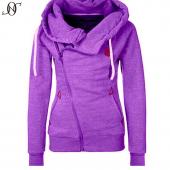 Mode Frühling reißverschluss Kapuzen Sweat Shirts Damen Winter Outwear Mantel Sportswear Zip up Krawatte Kragen sport