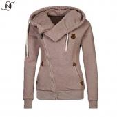 Mode Frühling reißverschluss Kapuzen Sweat Shirts Damen Winter Outwear Mantel Sportswear Zip up Krawatte Kragen sport