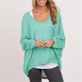 Frühjahr Mode Damen Pullover T Shirt neue Batwing lange Ärmel Locker solide Top Femininas 9 Farben und Grösse