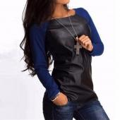 pu Leder T Shirt Damen l...