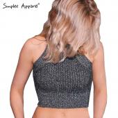 simplee Bekleidung Brandy melville Schulter ab aus Bustier Pflanzliche Top Damen um den Hals elastische röhre Tank