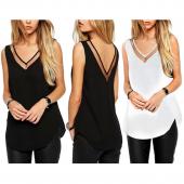 heiß Verkaufen Damen sexy Sommer T Shirt gegen Hals Weste Tops casual Chiffon Hemdchen oder so was sexy Tank Top