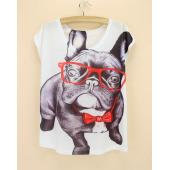 cool bulldogge Muster Damen T Shirt neue Mode Sommerkleid Mädchen gedruckt T Shirt süß Top Tees Versandkosten