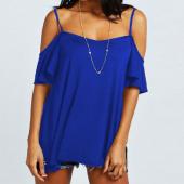 sexy Schulter ab T Shirt Summer Style Damen schrägstrich Hals kurze Ärmel Locker solide stretch Tops Grösse s 