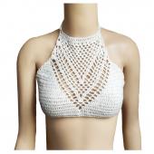 sexy Damen Pflanzliche Top Beachwear Häkeln boho Strand Bikini Dralette Top Halter cami aus BH leeren Tank Top