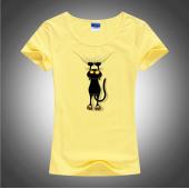 heißes Verkauf Sommer böse Schwarze Katze 3d T Shirt Damen hübschen Cartoon Hemd von guter Qualität