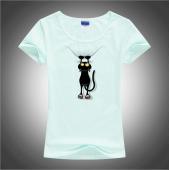 heißes Verkauf Sommer böse Schwarze Katze 3d T Shirt Damen hübschen Cartoon Hemd von guter Qualität