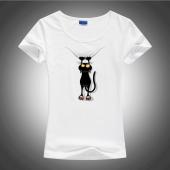 heißes Verkauf Sommer böse Schwarze Katze 3d T Shirt Damen hübschen Cartoon Hemd von guter Qualität