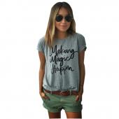 die Magie passiert Print schreiben T Shirt Damen oben T Shirt Damen T Shirt lässig T Shirt Tee Femme Sommer Vogue