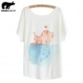 Magic neuen Sommer T Shirt Damen Stil Dünne plus Size Locker Batwing Ärmel Damen T Shirt Katze