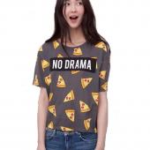 Pizza Buchstaben Drucken T Shirt Damen süßen kuchen kein drama mehr Kurzärmelige Hemden casual camisas Femininas Tops