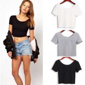 Sommer sexy Pflanzliche Top Damen Kurzarm T Shirt Damen höchstens die stretch T Shirts mit nacktem Bauch einfar