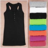 1PC Kolleginnen Farbige lange Ärmellose Bodycon Temperament Baumwolle lange T Shirt Tank Top Damen regatas Feminino