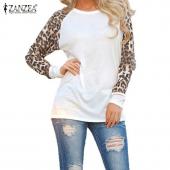 Mode neue Damen Damen im Frühjahr im Herbst lange Ärmel Leopard Locker lässig Tees T Shirt plus Grösse