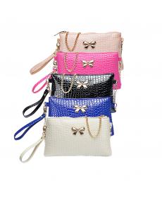 Neue Damen Kette PU kleine Umhängetasche Bogen Dekoration Clutch Tasche Taschen