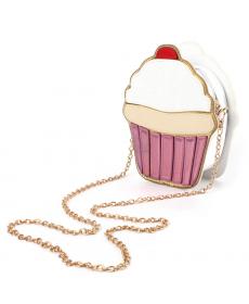 Neue Damen Umhängetasche Mädchen Cupcake Kette Kupplung Crossbody Taschen Kleine Netter Geldbeutel Mini Creme