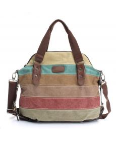 Mode Damen Streifen Handtasche Leinwand Umhängetasche Messenger Crossbody Taschen Satchel Hit Farbe gestreift