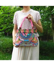 nationale Tendenz stickerei Taschen Damen doppelseitigen blume bestickt eine schulter Handtasche