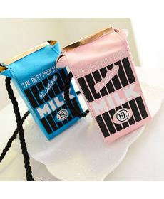 Nette Stereo Mini Milch Box Make Up Cartoon Tasche Damen Mode Brief Leinwand Schulterbeutel Freies Verschiffen