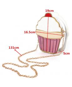 Kette Clutch Crossbody Tasche Dame Umhängetasche Mädchen Cupcake kleine Netter Geldbeutel Mini Creme Tasche