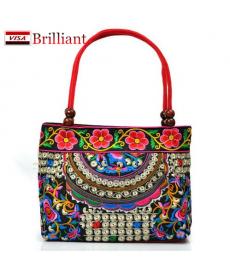 Chinesischen Stil Baumwolle Tasche Damen Handtasche Stickerei Ethnische Sommer Mode Handgefertigten Blumen Damen