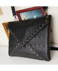 Fashion Koreanische Designer Rivet Umschlag Einzelner Schulter Damen beutel schädel handcrossbody Punk Marke Flap
