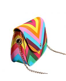 New Fashion Women Brand Bag Rainbow Color Stripes Ladies Rivet leather Crossbody Shoulder bag Party bags Messenger bag