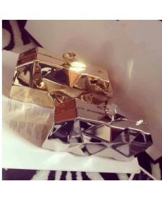 neue Mode Geometrische dreidimensionale Metall Kette Damen Handtasche Abendtasche Tageskupplungen Mini Geldbörse