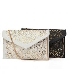 Mode Damen Aushöhlen Tag Kupplung Pu Leder Schulter Solide Messenger Bags Damen Kette Hülle Tasche Bolsas