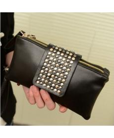 Damen Clutch Handtaschen Geldbörsen Pu Leder Geldbörsen Niet Reißverschluss Taschen für Damen