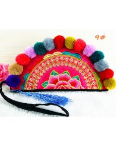 Neueste Ethnic original Stickerei Taschen vintage handgemachten Mehrfarben Pompom Kupplungen Taschen personalisierte