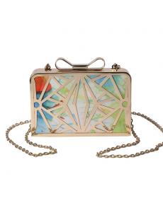 Mode Damen Handtaschen Metall Patchwork Shinning Umhängetaschen Damen Druck Tag Kupplung Hochzeit Abendtasche