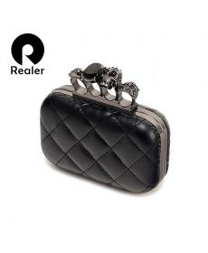 Vintage schwarz schädel Kette clutch Abendtasche Damen party kupplungen Geldbörsen Knuckle box clutch neue